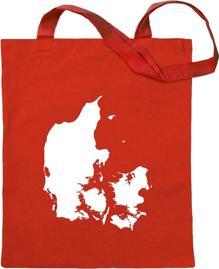 Kiwistar - Baumwolltasche - rot - Dänemark - Dänisch Umriss - Tragetasche Stoffbeutel Umhängetasche langer Henkel