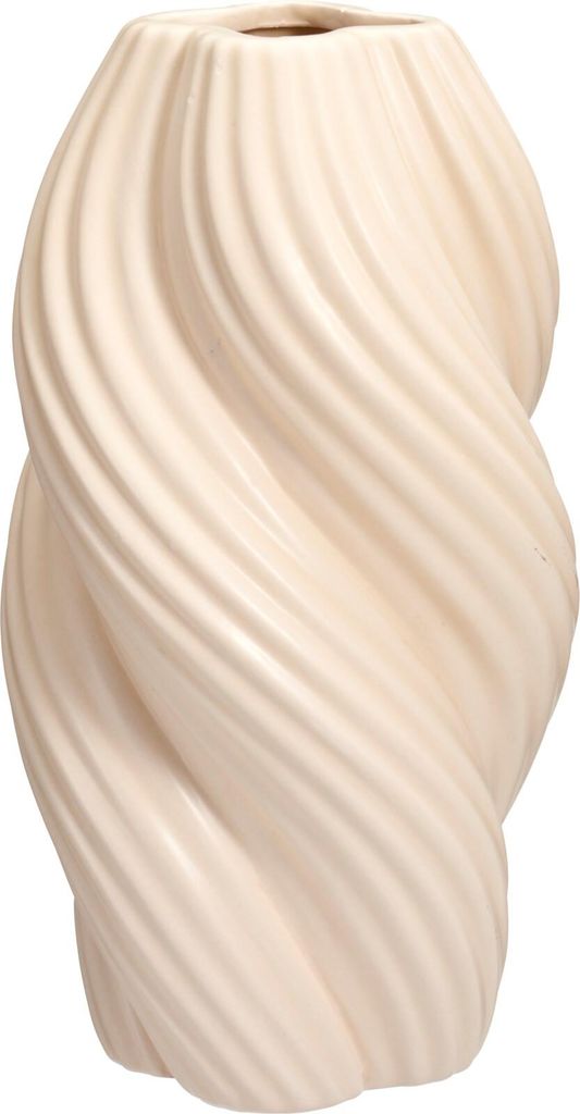 Vase aus Dolomit in Sandfarben mit Wellen-Design, Serie EH, Produktbild 