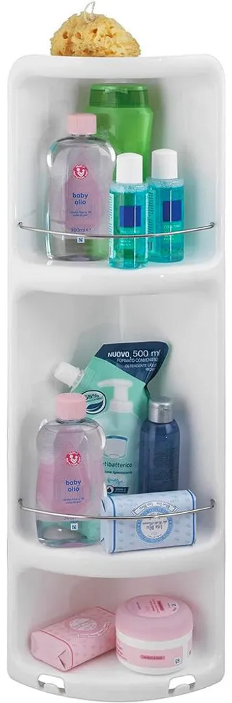 Rangement douche d'angle Caesar 7081 blanc, tablette 71 cm de haut