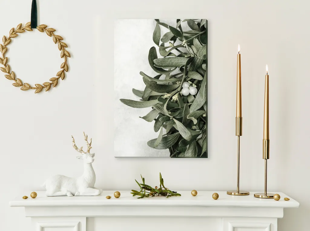 Quadro Moderno Natalizio Vischio 80x120 - Tela Artistica Verticale - 2