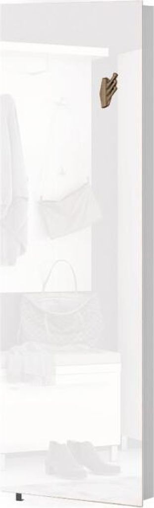 Schuhschrank Siusega 06, Farbe: Weiß Hochglanz - 208 x 67 x 16 cm (H x B x T)