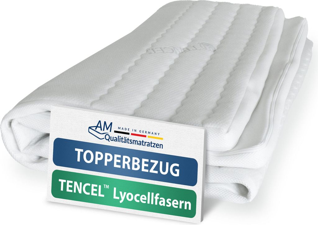 Hochwertiger Topperbezug aus Lyocell | 180x190 cm | Ersatzbezug für Matratzentopper | Antirutsch-Unterseite |180/190 cm | Kernhöhe 4-6 cm