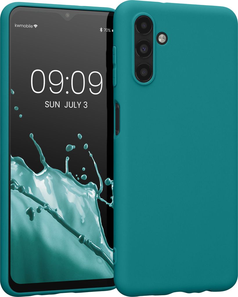 kwmobile Hülle kompatibel mit Samsung Galaxy A13 5G Hülle - weiches TPU Silikon Case - Cover geeignet für kabelloses Laden - Petrol matt