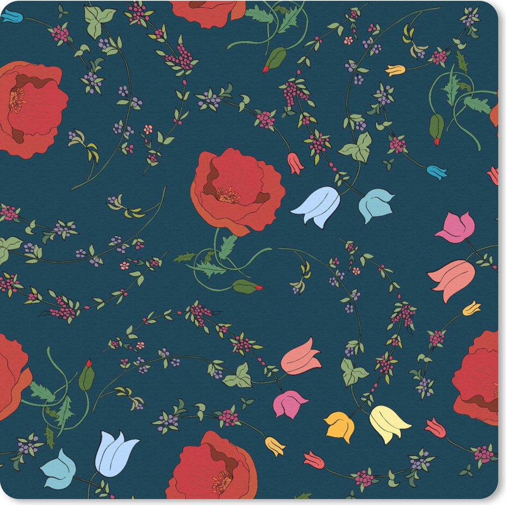 MuchoWow Mauspad Mousepad Regenbogen - Blumen - Design 20x20 cm - Mousepads - Maus Mat - Pad - Mausunterlage - Desk Mat - Bureauartikeln