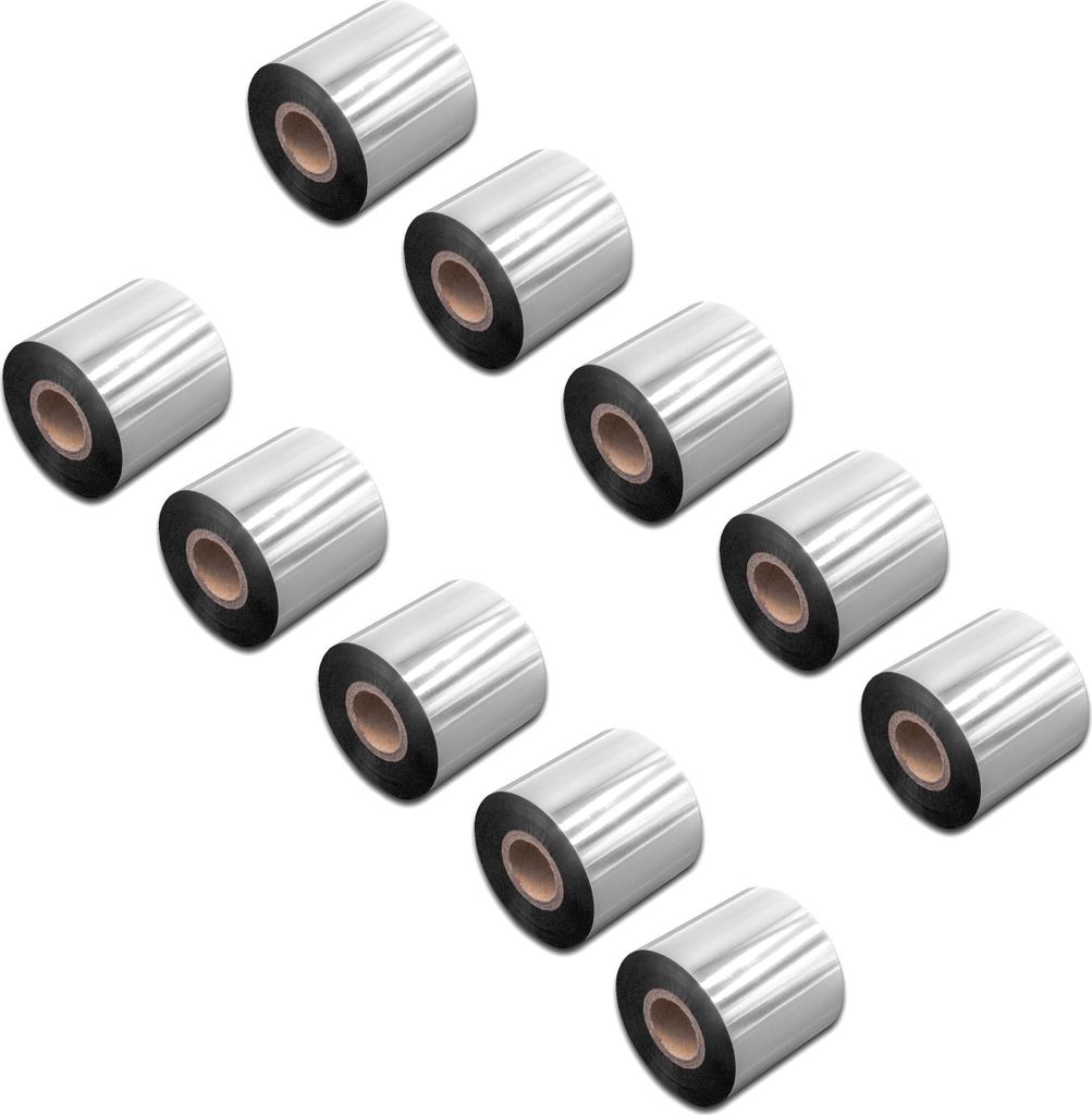 vhbw 10x Thermotransfer-Band kompatibel mit Bixolon Samsung SLP-TX403 Drucker Etikettendrucker, Wischfest, 60 mm x 300 m, Wachs Harz Schwarz