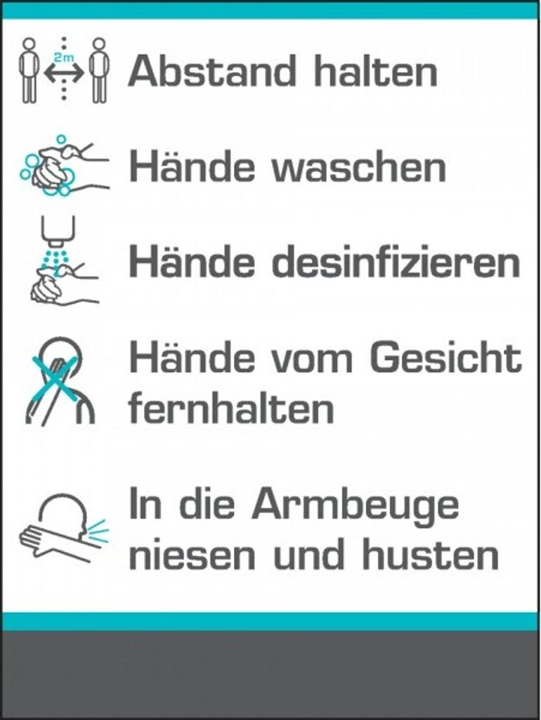 Dreifke Schild I Hinweisschild Abstand halten Hände waschen..., mit Symbolen...