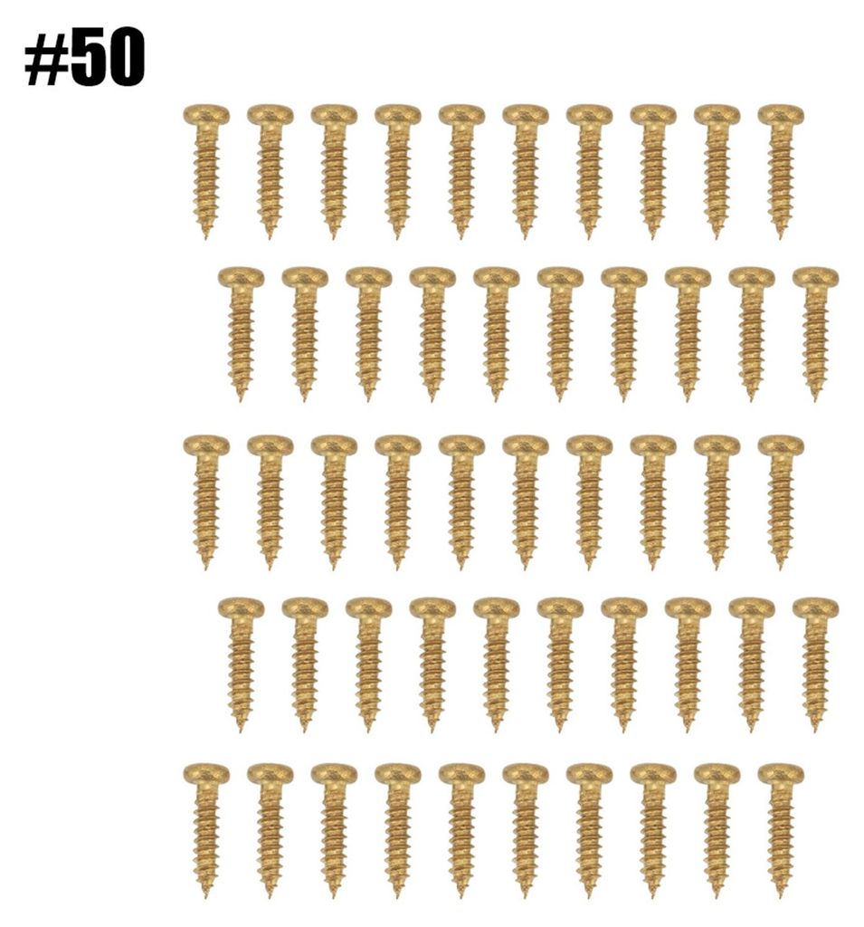 50 Stück verchromte Befestigungsschrauben für Gitarrenmechaniken (Gold)