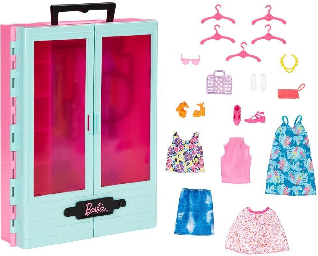 Barbie Kleiderschrank mit Kleidung | Mattel HKR92 | Möbel Spiel-Set