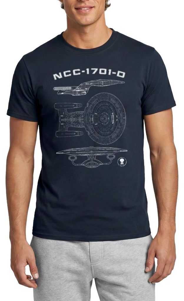 Spreadshirt Star Trek The Next Generation NCC-1701-D Bauplan Männer T-Shirt, 3XL, Navy