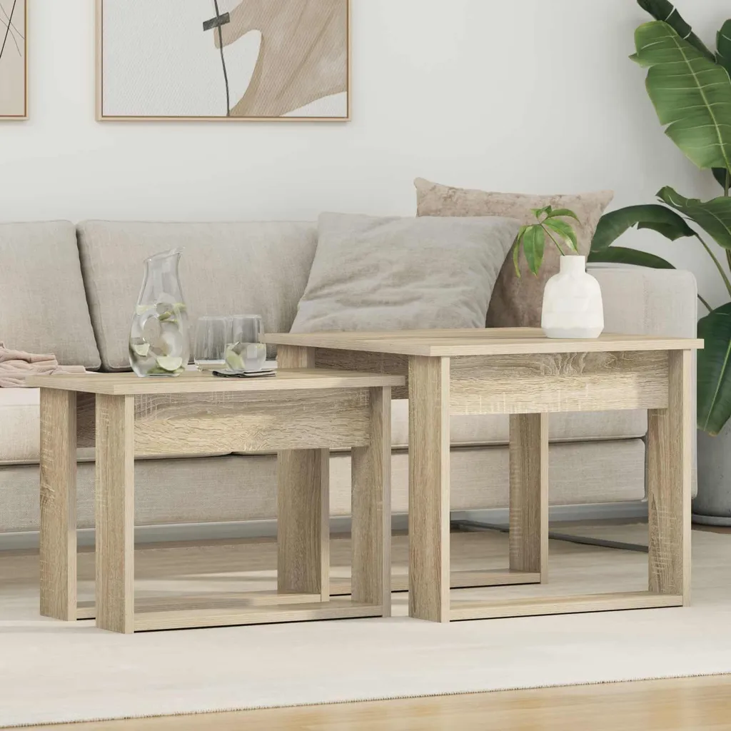 Tavolini Sovrapponibili Maison Exclusive Rovere Sonoma | Set 2 Pezzi