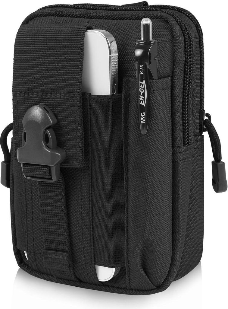 Universal Outdoor Gürteltasche Smartphone Gürteltasche Nylon Handy Hülle mit Clip Sport Armee Farbe: Schwarz