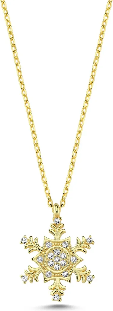 Collier argent 925 hypoallergénique flocon doré : ne ternit pas, chic