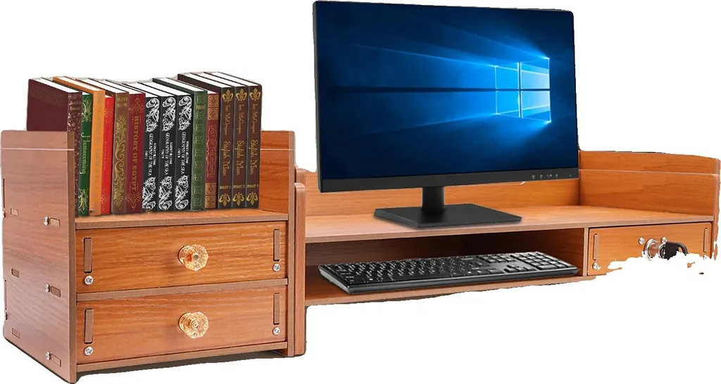 Rehausseur d'écran en bois MDF pour bureau - Support de moniteur ergonomique