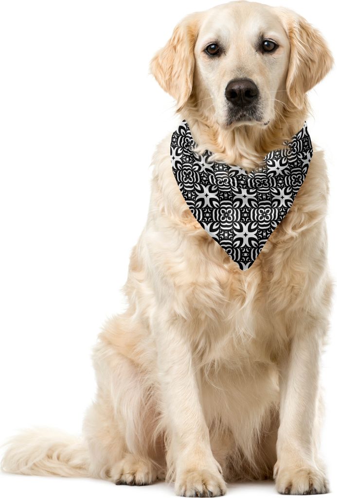 ABAKUHAUS Schwarz und weiß Haustier Bandana, monochrome-Details, 55x55 cm, Schwarz-Weiss