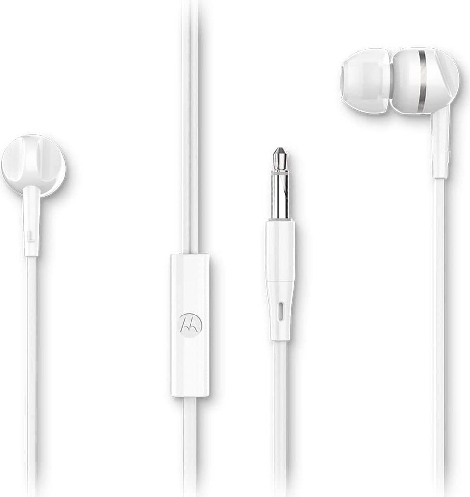 Motorola Sound Earbuds 105 In Ear Kopfhörer mit Kabel - Integriertes Mikrofon - Kristallklarer Klang - inkl. 6 Silikon-Ohrpolster - Weiß