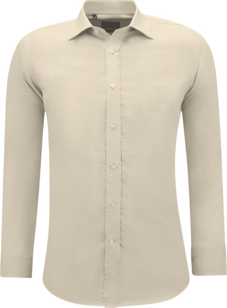 Trendy Oxford Bluse Erwachsene Slim Hellbraun - M