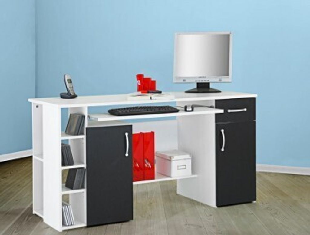 Computertisch / Schreibtisch / PC-Tisch weiß-schwarz