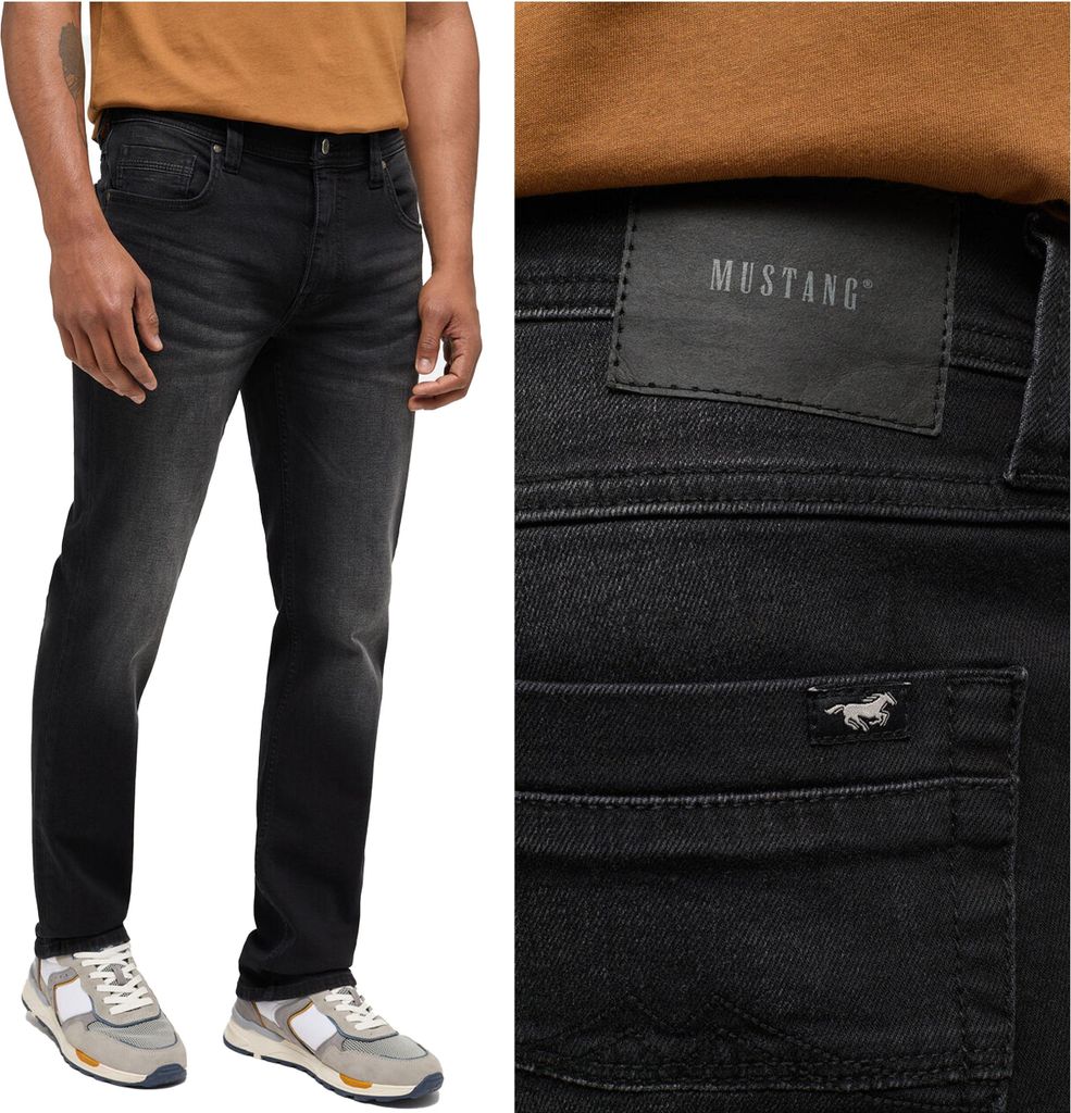 MUSTANG, Herren Jeanshosen, Straight fit, WASHINGTON, W35 L30, Schwarz, Jeans, baggyjeans, buggy