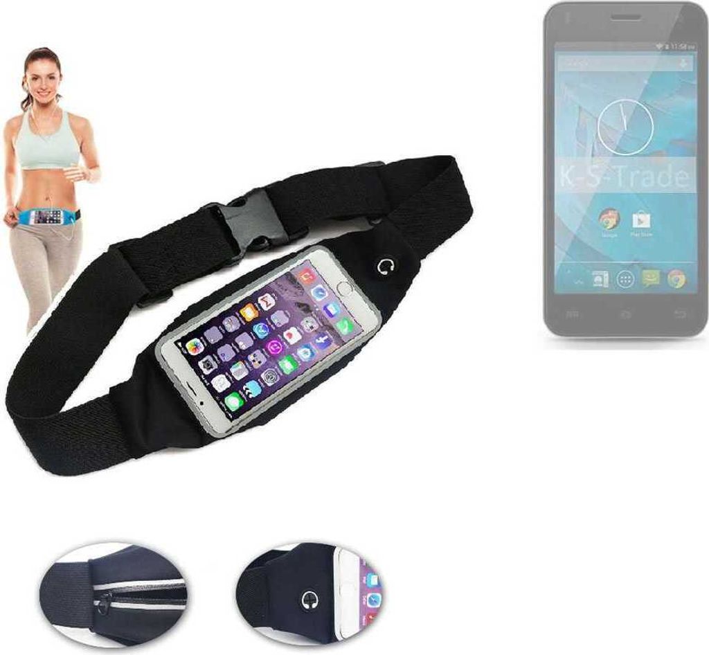 K-S-Trade Jogging-Armband kompatibel mit Qilive Q.4868 Gürteltasche Umhängetasche Bauchtasche schwarz Sport Running Jogging Fitness Laufen Exercise