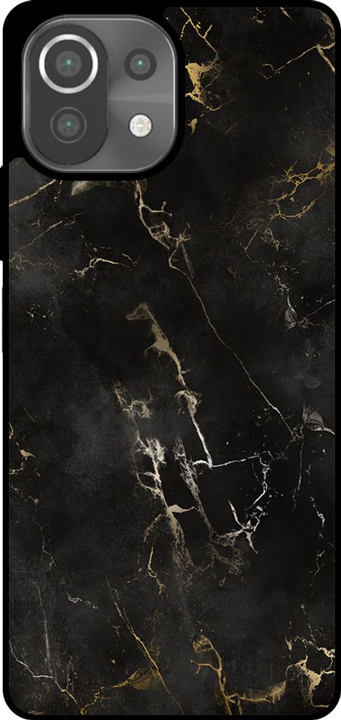 Smartphonica Telefon Fall geeignet für Xiaomi 11 Lite mit Marmor Druck - TPU zurück Abdeckung Fall schwarz Marmor Design - Schwarz