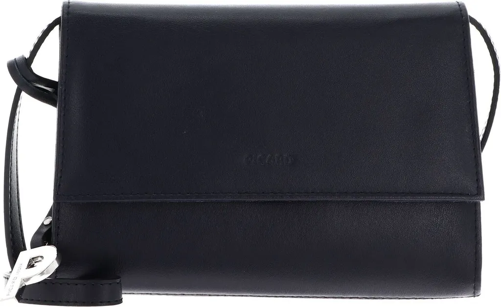 Sac à bandoulière en cuir véritable avec rabat bleu marine Picard