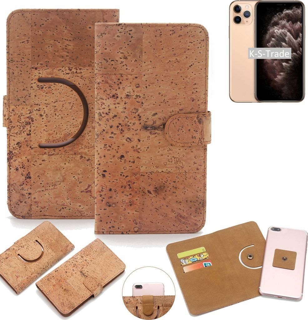 K-S-Trade Handy-Hülle Schutz-Hülle kompatibel mit Apple iPhone 11 Pro Handyhülle Schutzhülle Korkhülle Kork-Hülle 1x