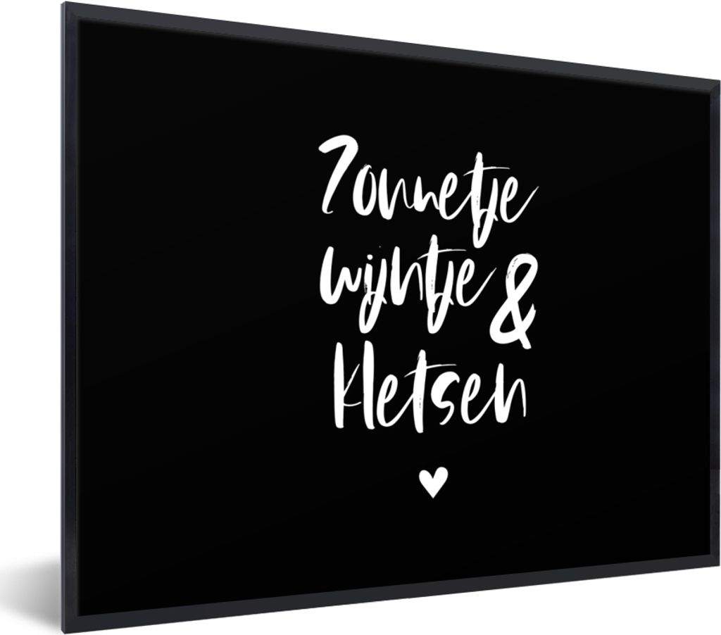 MuchoWow Gerahmtes Poster Zitate - Sonnenschein, Wein & Chat - Text - Wein - Sommer 80x60 cm - Poster mit Schwarzem Bilderrahmen Wandposter Rahme...