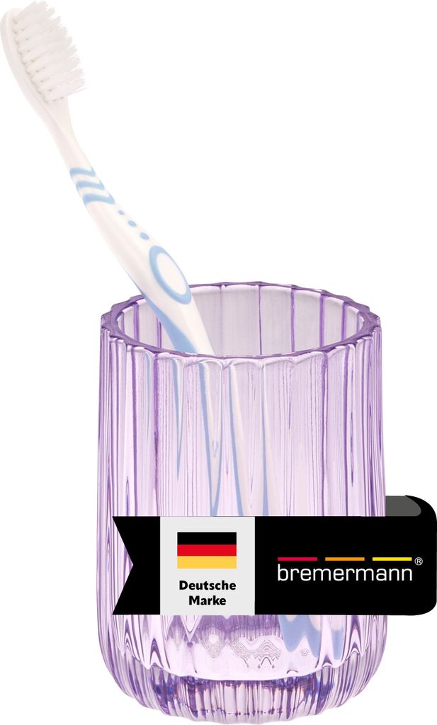 bremermann Zahnputzbecher aus Glas, Zahnbürstenhalter, Zahnputzglas, lavendel