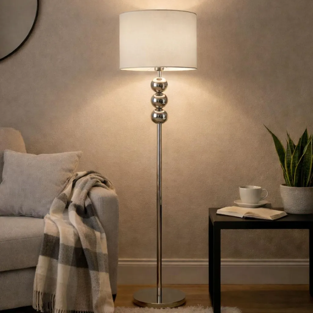 Lampadaire de Salon Argenté Ypres par Milton & Oldbrook - Pied en Métal