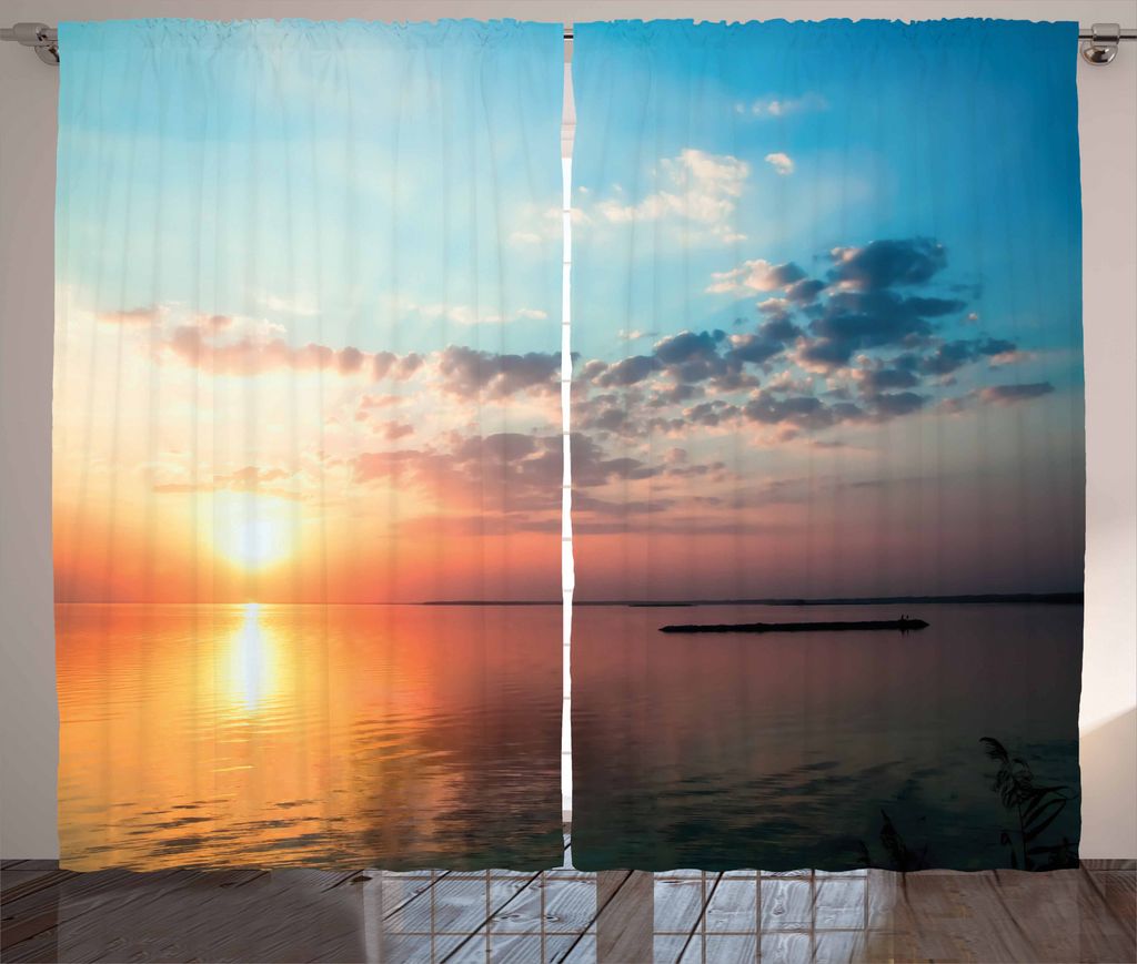 ABAKUHAUS See Rustikaler Vorhang, Traumhafte Dämmerung Landschaft, Wohnzimmer Universalband Gardinen mit Schlaufen und Haken, 280 x 175 cm, Mehrfa...