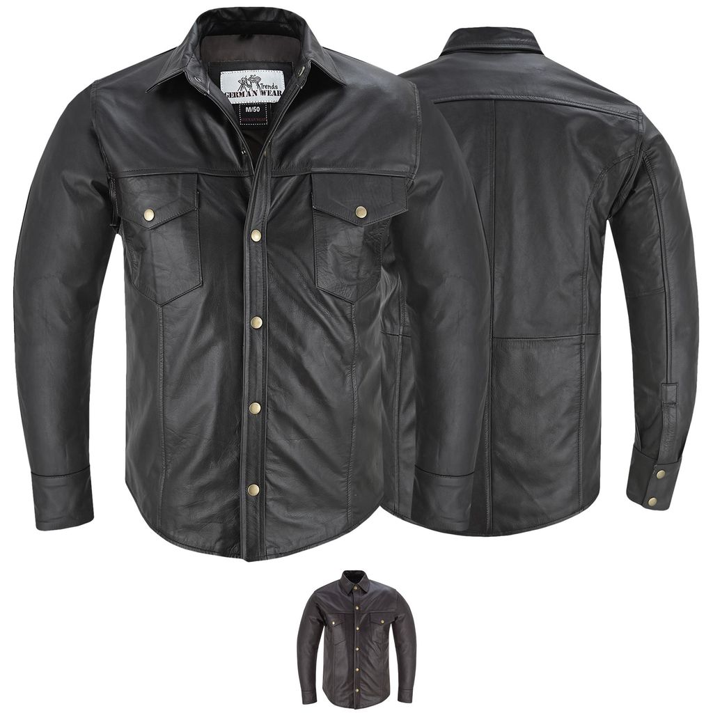 Lederhemd Herren Motorradhemd Lederjacke, Größe:52/L, Produktbild 
