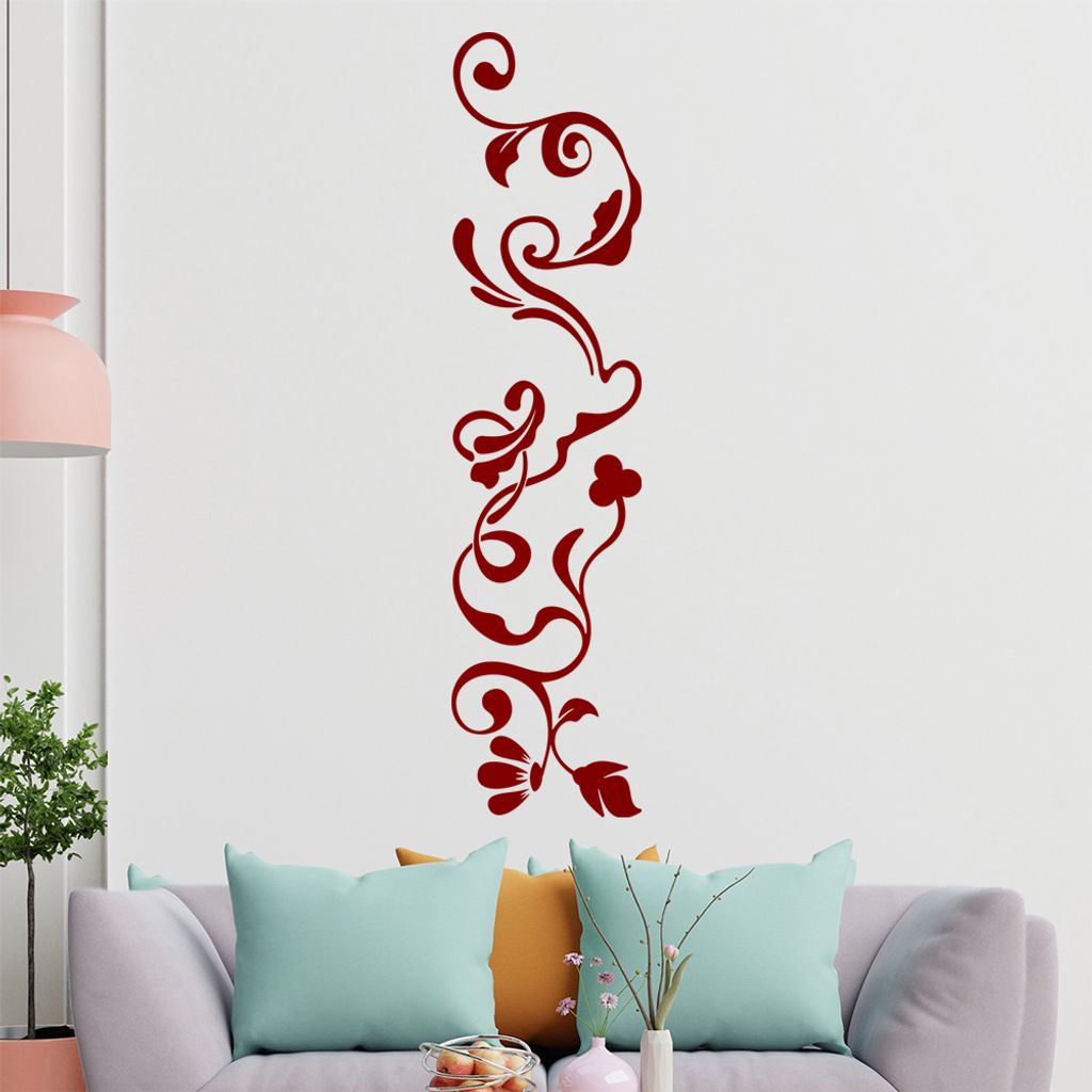 filigranes Blütenornament Wandtattoo in 6 Größen - Wandaufkleber Wall Sticker - Dekoration, Küche, Wohnzimmer, Schlafzimmer, Badezimmer