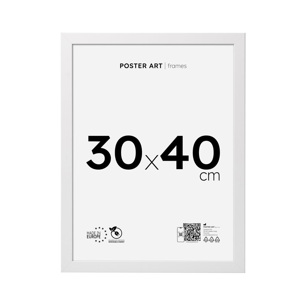 Ramka na zdjęcia i plakaty 30x40 cm, biała, MDF – Poster Zdjęcie produktu 