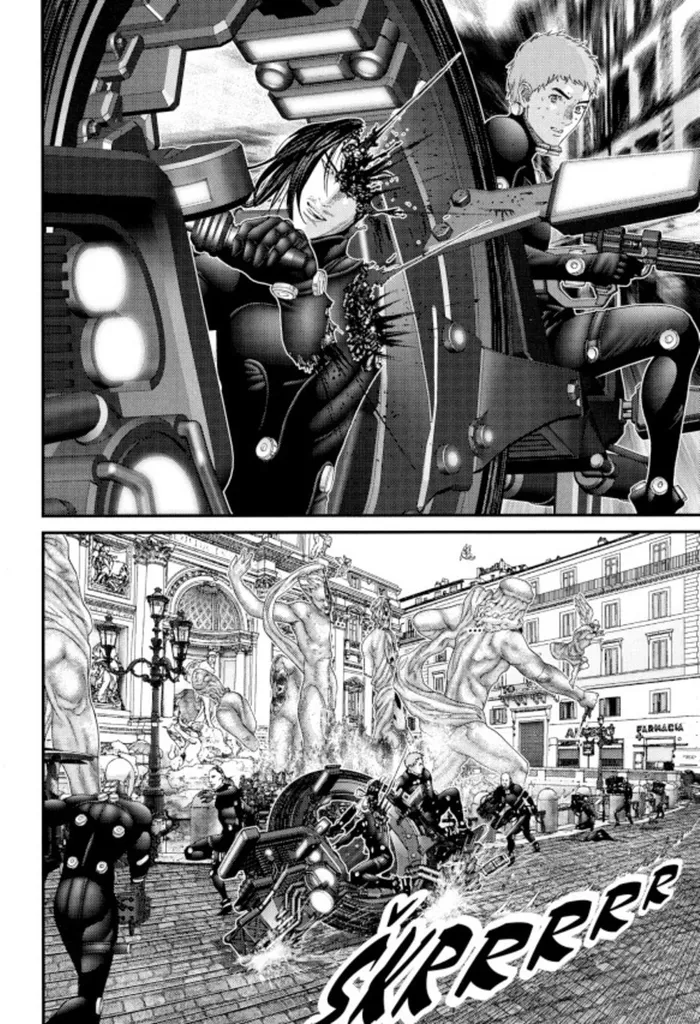 Pull Gantz 27 Crewneck Manga Look Oversize en Molleton Doux Gris - 3
