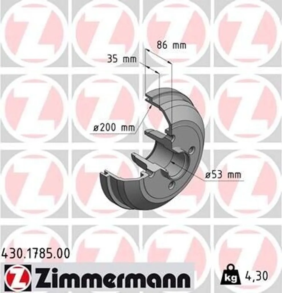 Zimmermann 430.1785.00 Tambour de Frein pour Opel Corsa C (X01) Arrière