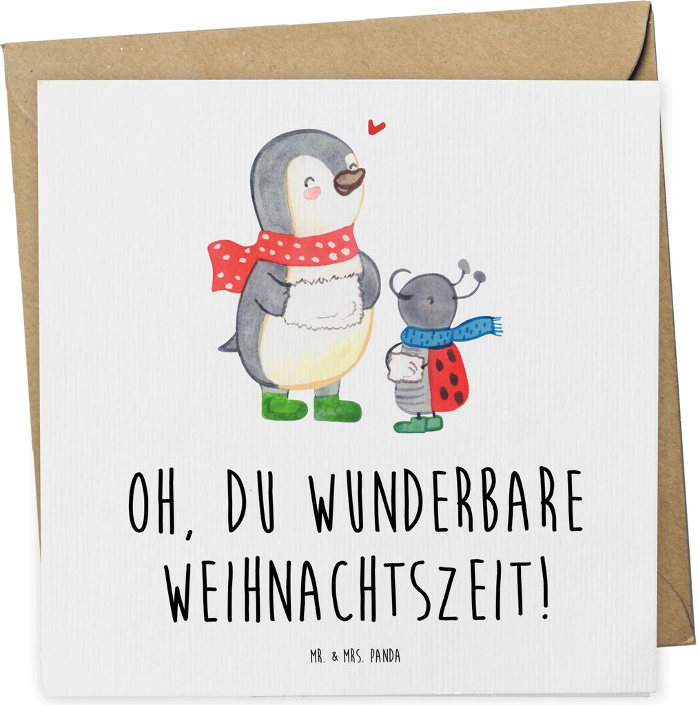 Mr. & Mrs. Panda Klappkarte Smörle Winterzeit - Weiß - Geschenk, faltkarte, Grußkarte, Weihnachten, anlasskarte, Grüße, Weihnachtszeit, doppel...