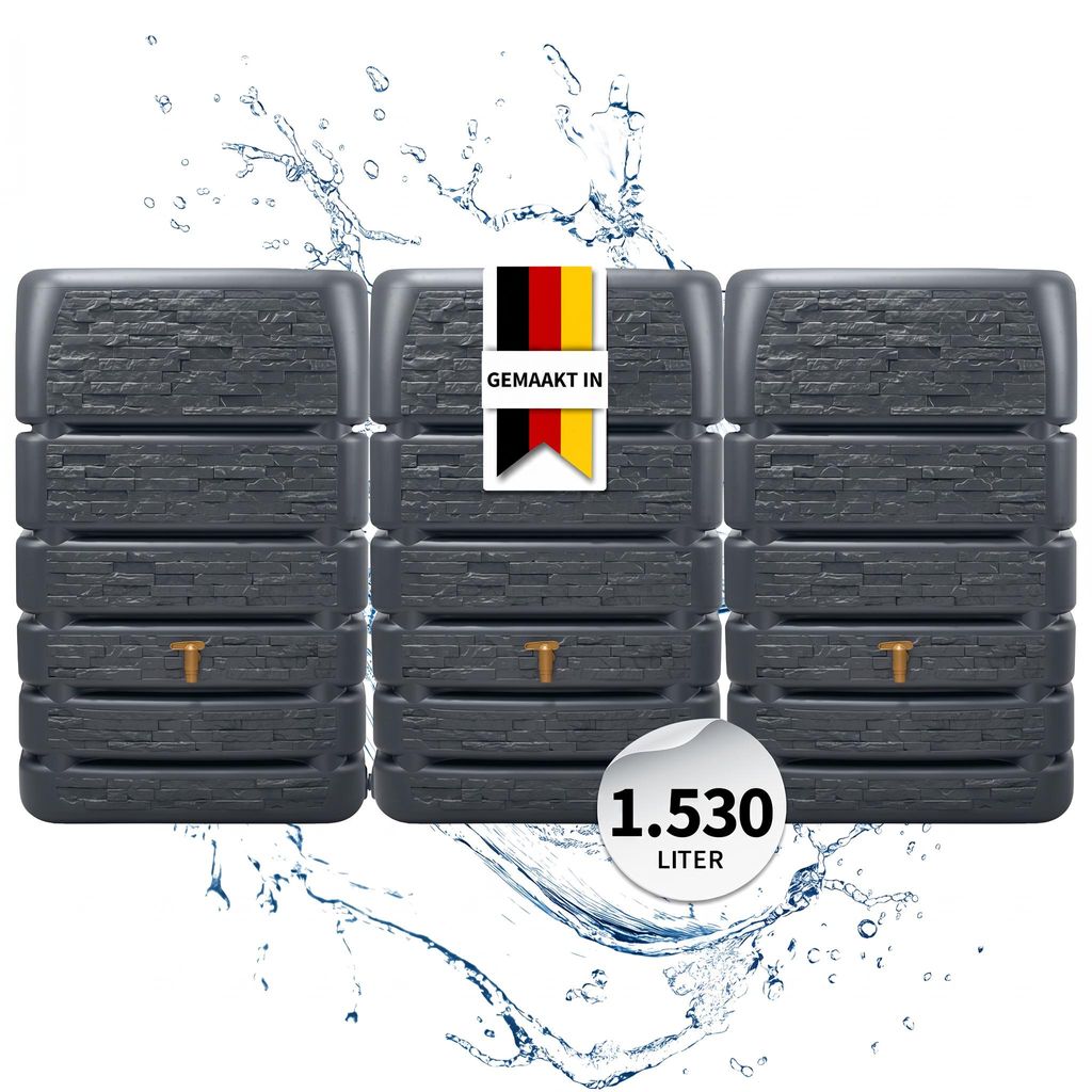 4rain SLIM STONE DECOR wandtank SET 1530 L graphite grey, 3 Productafbeelding 