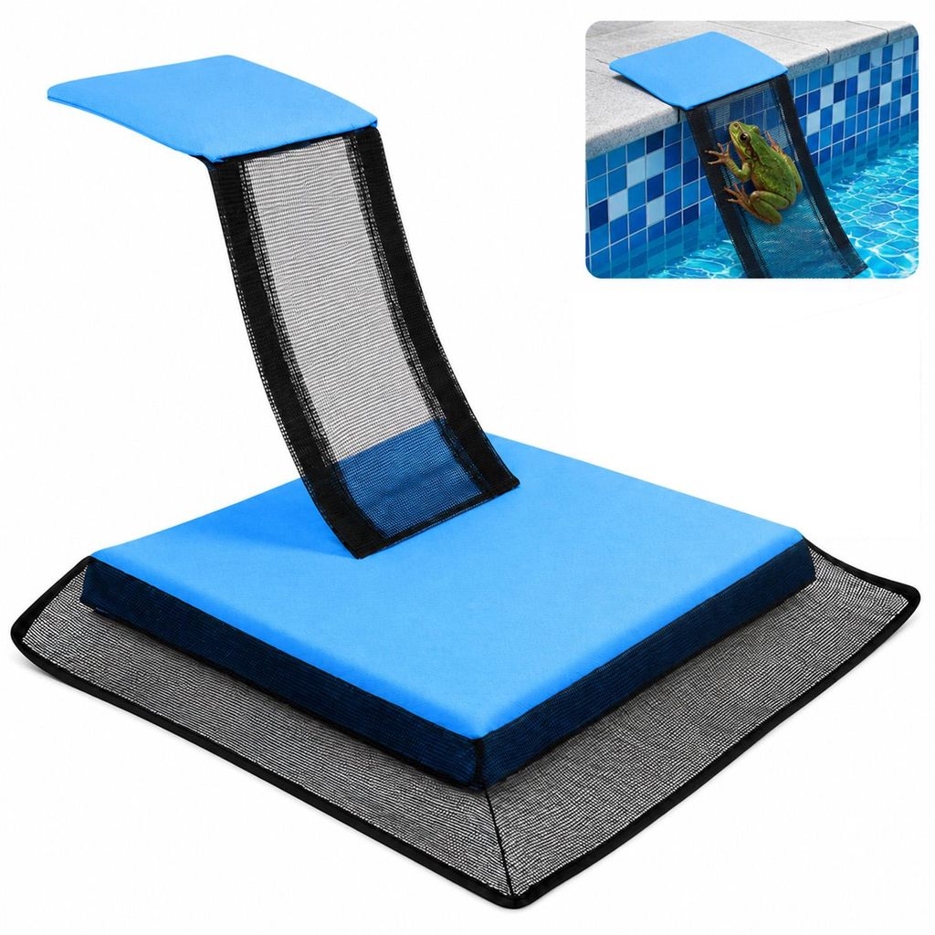 Tier-Rettungsrampe für Pool, Escape Ramp aus robustem Kunststoff, rutschfest, für Frösche, Eidechsen, Enten, Schlangen & Mäuse, Blau