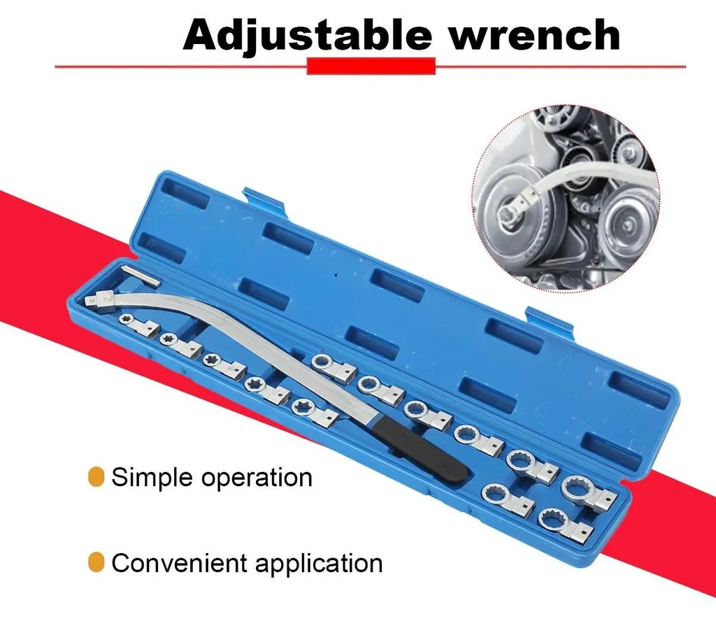 Clé pour courroie trapézoïdale crantée avec adaptateur E-Torx E10-E18 Cr-V