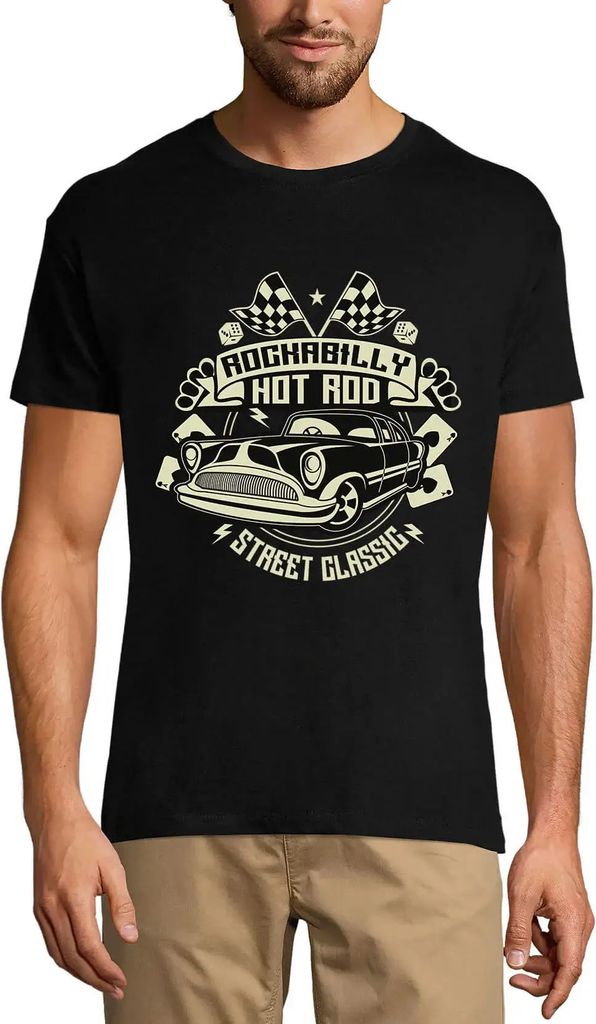 Herren Grafik T-Shirt Rockabilly Hot Rod - Straßenklassiker – Rockabilly Hot Rod - Street Classic – Öko-Verantwortlich Vintage Jahrgang Kurzarm