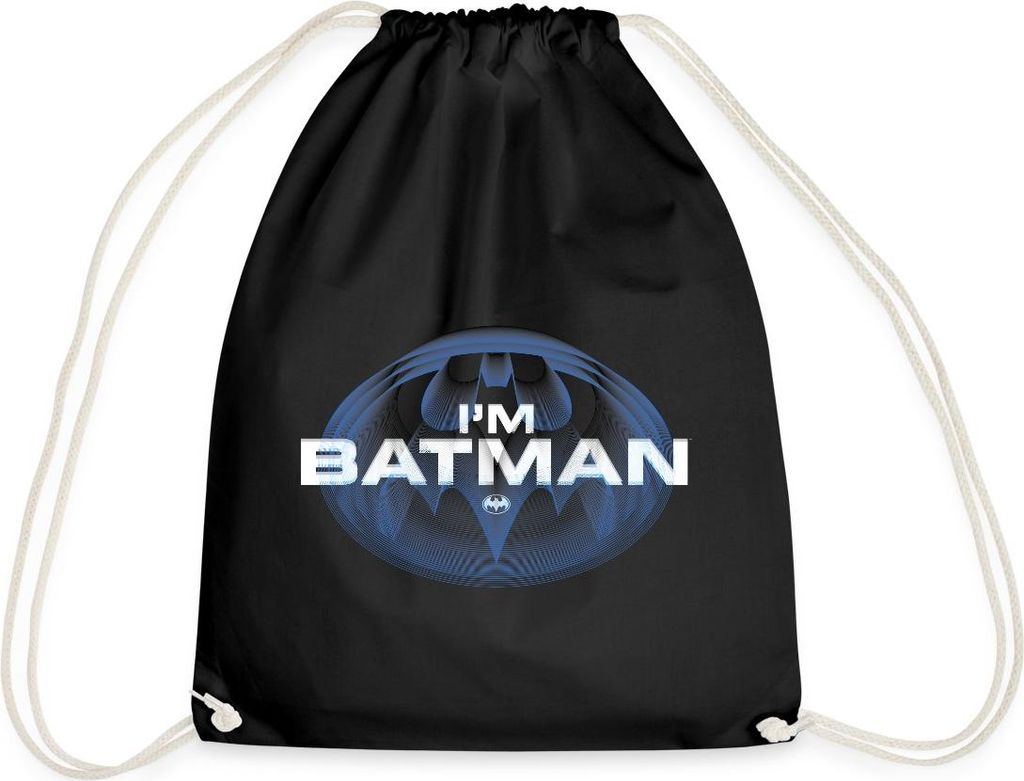 Spreadshirt The Flash I'm Batman Blaues Logo Turnbeutel, One size, Schwarz