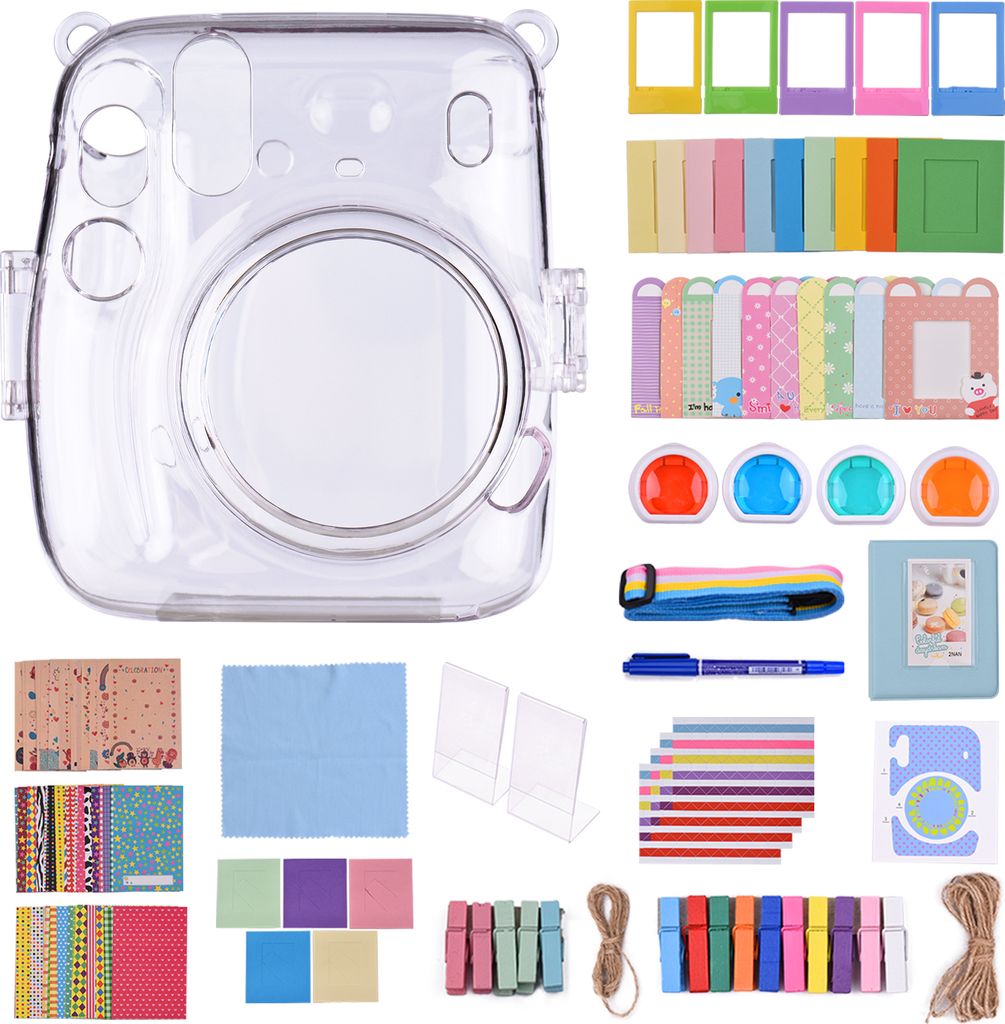 17-in-1-Sofortbildkamera-Zubehoersatz Ersatz fuer Fujifilm Instax Mini 11 Sofortbildkamera mit Gehaeuse / Album / Rahmen / Objektivfilter / Lanyard...