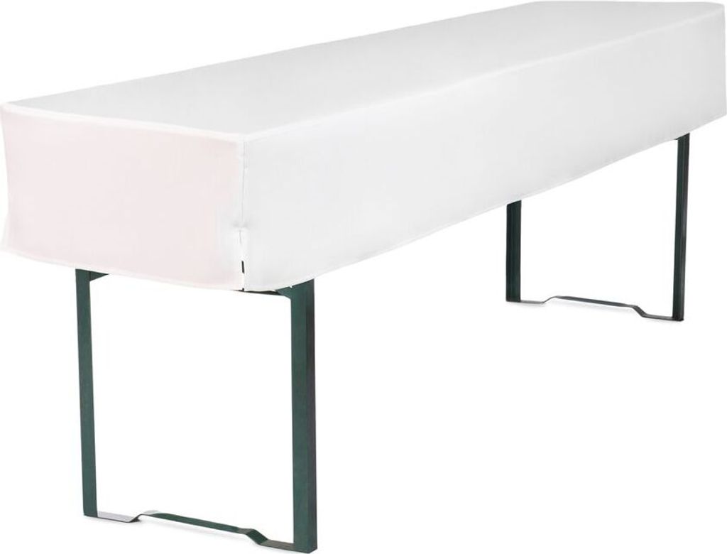 TexDeko Bierbankauflagen gepolstert 220x25x2cm mit Tischdecke 3TLG Set waschbar für Bierzeltgarnitur (220x70x30cm Weiß)