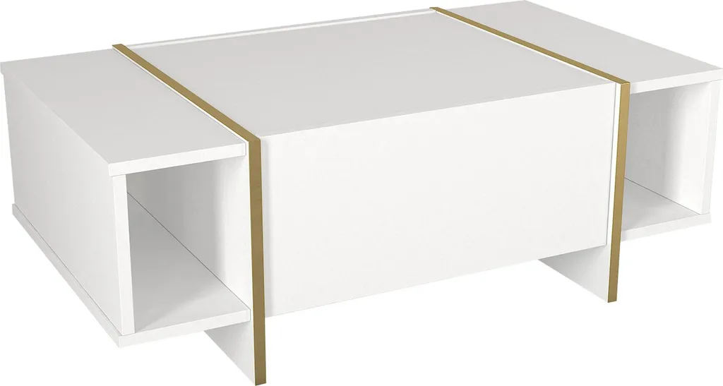 Table basse Tavak 104 cm blanc et or : fini le désordre dans le salon - 4