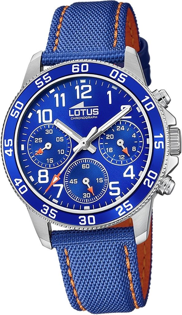 Lotus Leder Jugend Kinder Uhr Armbanduhr blau orange Luxus Elegant Junior D2UL18581/6
