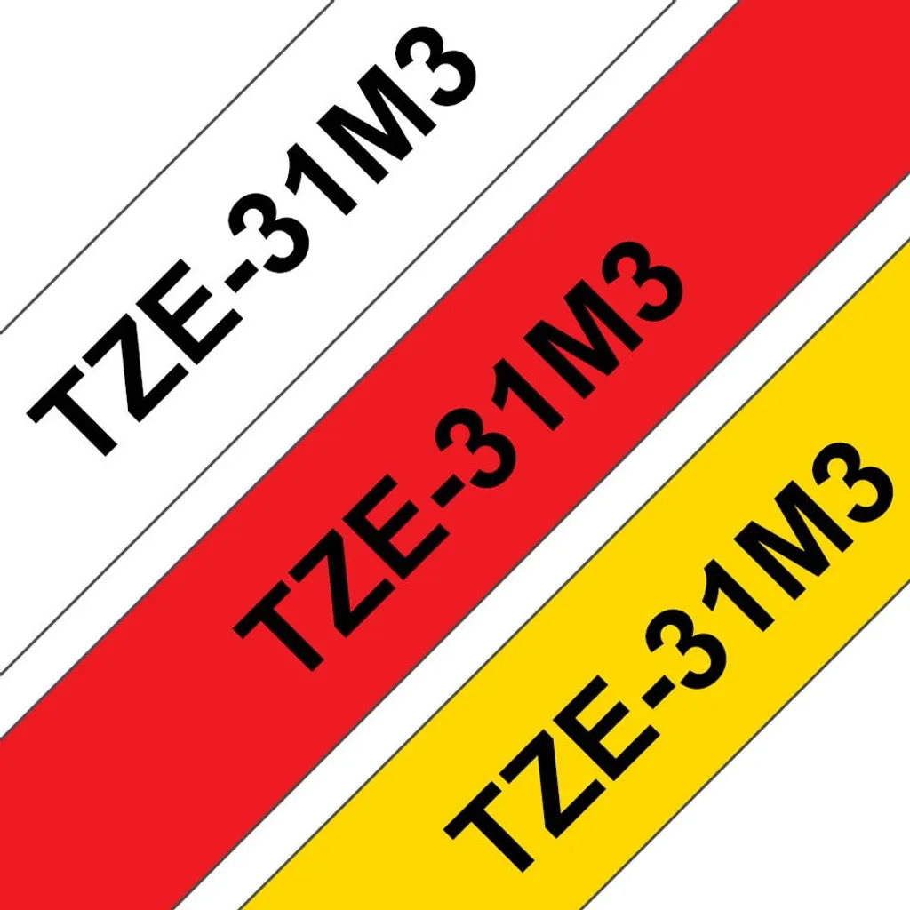 Lot de 3 Cassettes à Étiqueter Brother TZe 12mm pour P-Touch Noir/Mix