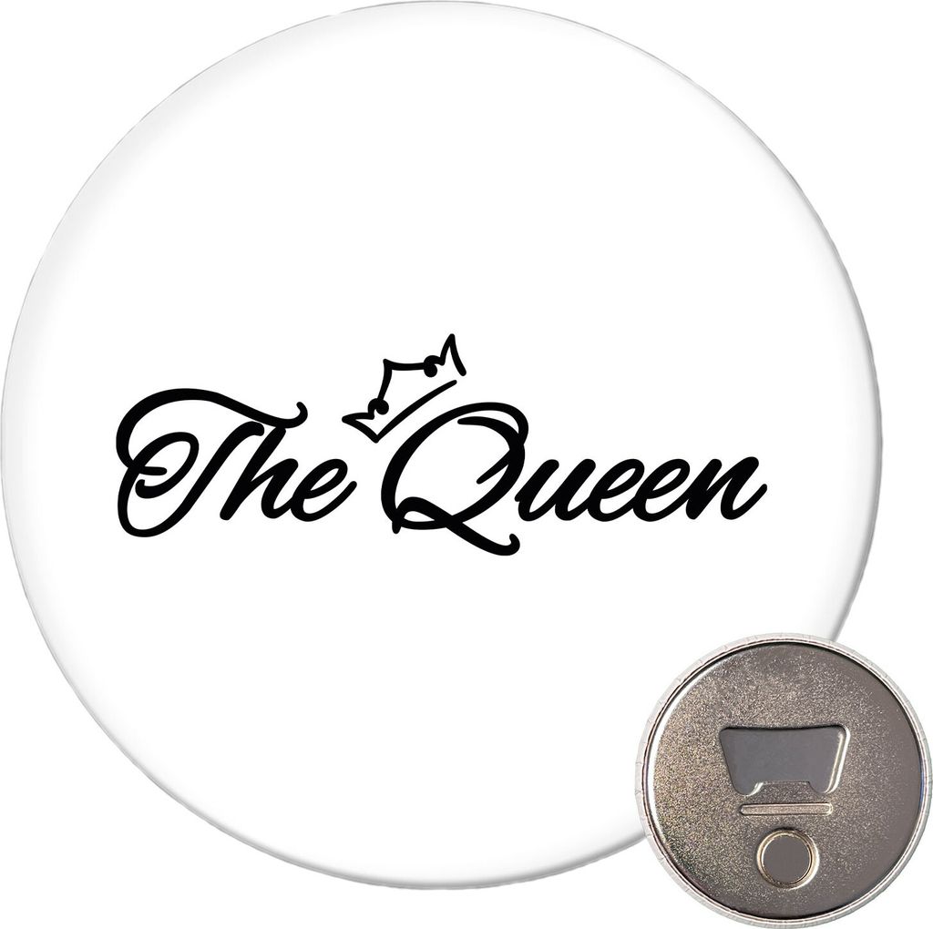 Huuraa Magnet The Queen Krone 59mm Kühlschrankmagnet rund Flaschenöffner Geschenkidee