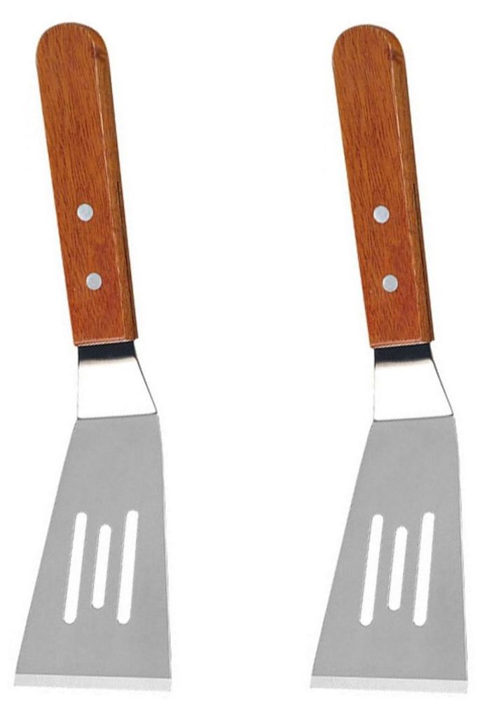 INF Teppanyaki Wender aus Edelstahl mit Holzgriff 23cm für Grill und BBQ