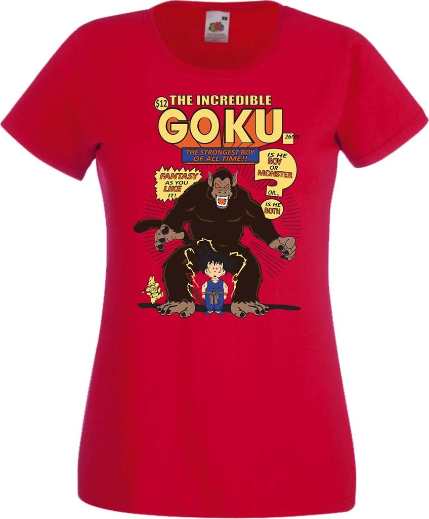 Damen T-Shirt Anime Manga Dragon Anime Manga Ball Z 16 Giant Ape, Lady 2XL / Rot