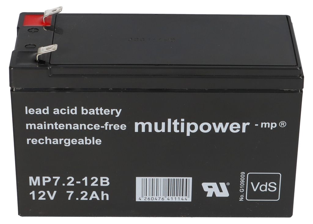 Multipower Blei-Akku MP7,2-12B Pb 12V / 7,2Ah + Ladegerät Produktbild 